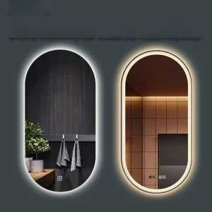 Nouveau miroir elliptique Led salle de bain miroir tactile désembuage maquillage lumière miroir mural lumineux douche salle de bain miroir
