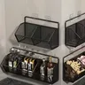 Panier rangement mural cuisine double niveau métallique… – vue 2