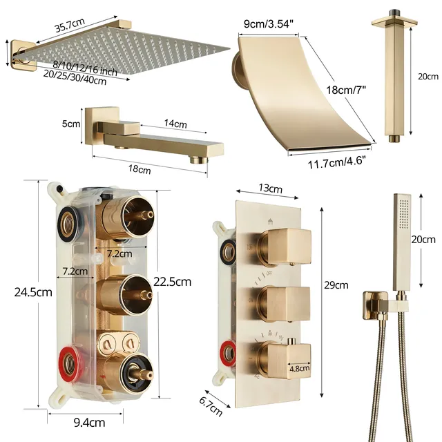 Ensemble douche thermostatique mural dissimulé trois… – vue 6