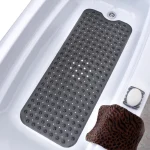 Tapis de baignoire antidérapant, avec trous de vidange et ventouses, lavable en machine, pour salle de bain domestique, douche