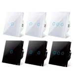 UE interrupteur tactile LED panneau de verre cristal applique interrupteur de lumière 1/2/3 Gang AC100-240V LED capteur commutateurs Interruttore