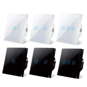 UE interrupteur tactile LED panneau de verre cristal applique interrupteur de lumière 1/2/3 Gang AC100-240V LED capteur commutateurs Interruttore