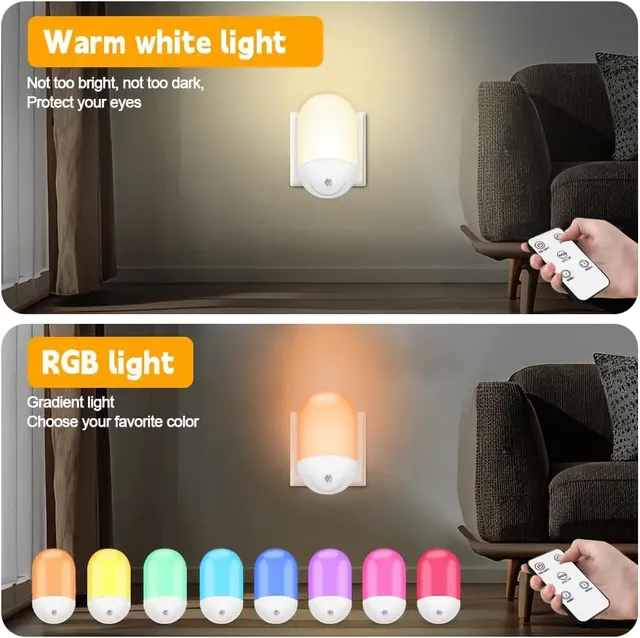 Veilleuse RGB 16 couleurs LED télécommande veilleuses à… – vue 2
