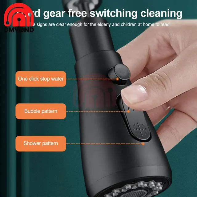 Pommeau de robinet noir 2 modes réglable 360 degrés… – vue 3