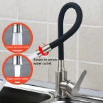 Robinet de cuisine à tuyau Flexible ULA, robinet d&rsquo;évier de cuisine en acier inoxydable noir, mitigeur d&rsquo;eau chaude et froide, buse double Modes