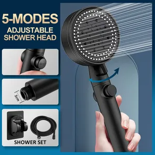 Pommeau de douche économie d'eau noir 5 modes douche haute pression…
