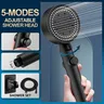 Pommeau de douche économie d'eau noir 5…