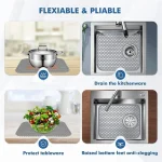KYCOR-tapis d&rsquo;évier en Silicone, paquet de 8 protecteurs d&rsquo;évier pour évier de cuisine avec vidange centrale, tapis d&rsquo;évier pliable antidérapant résistant à la chaleur