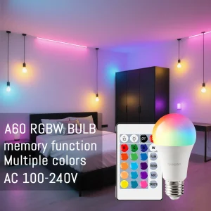 Ampoule LED RGB E27, Base 24 touches, télécommande, variable 10W AC220V 110V, changement coloré pour chambre à coucher, salon, lampe de bureau Ampoule LED RGB E27, Base 24 touches, télécommande, variable 10W AC220V 110V, changement coloré pour chambre à coucher, salon, lampe de bureau