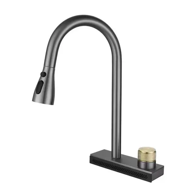 Robinet de cuisine noir avec cascade de pluie – vue 5