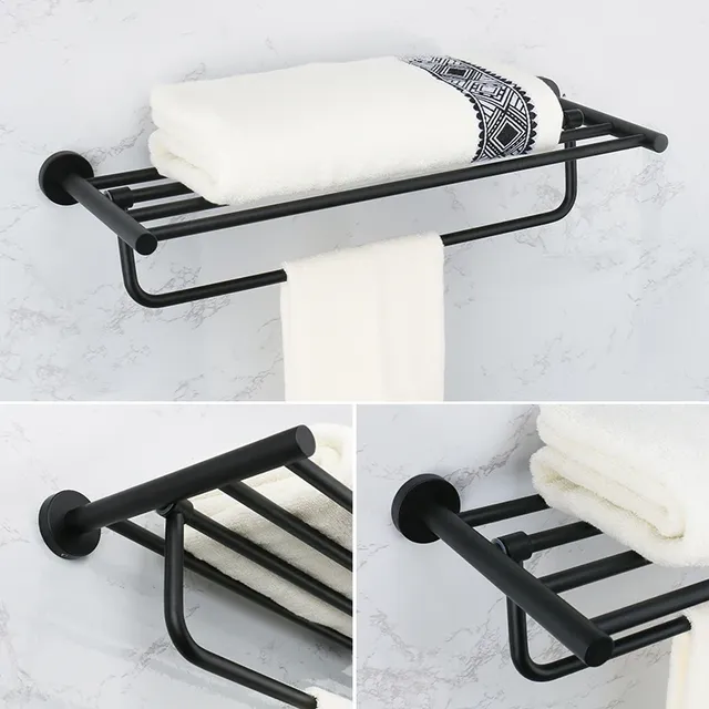 Ensemble mural accessoires salle bain noir mat acier… – vue 2
