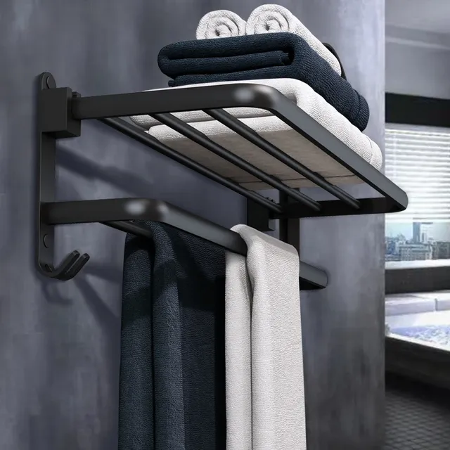 Porte-serviettes noir mat 40-60CM