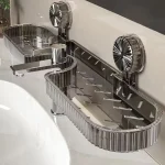 Support d&rsquo;évier mural à ventouse, supports de lavabo multifonctionnels sans poinçon, support de robinet d&rsquo;évier de salle de bains