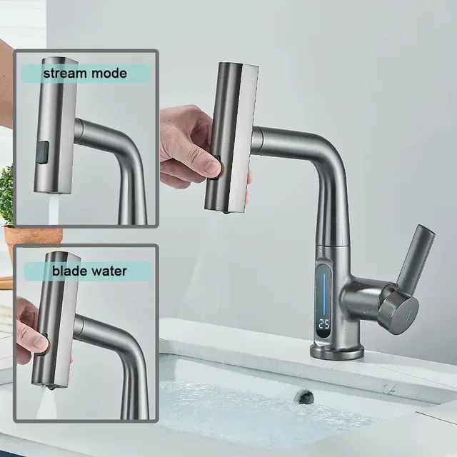 Robinet de cuisine extractible cascade à affichage… – vue 2