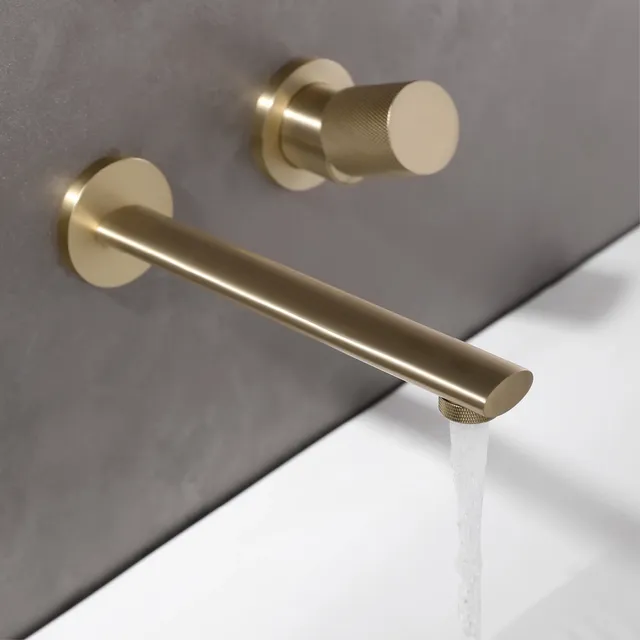 Robinet de salle de bains mural luxruy en laiton or Rose – vue 5