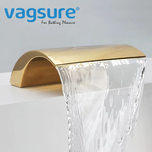 Bec de cascade de baignoire de couleur or/noir mat – vue 2