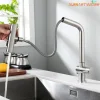 Tête de Pulvérisation en Nickel Brossé pour Robinet d&rsquo;Eau, Accessoire de Cuisine, F/05, Rainure Grise, Rotation Cascade, Évier de Centre Commercial