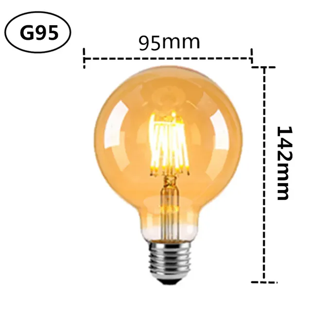 Ampoule LED à Filament Edison rétro marron doré G80 G95… – vue 5