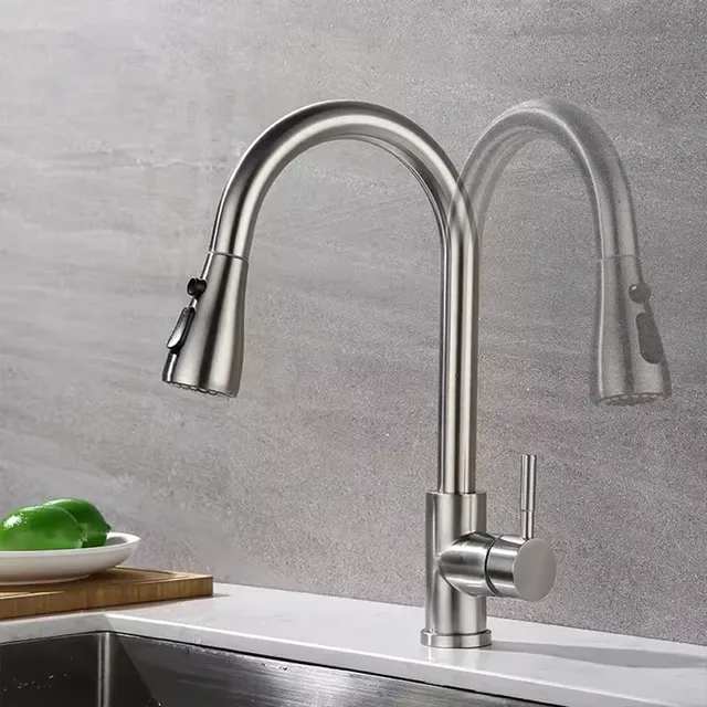 Mitigeur cuisine inox brossé col cygne bec haut… – vue 2