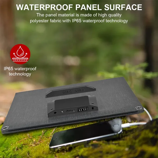 Panneau solaire portable 24W avec sorties USB-C USB-A – vue 2