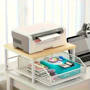 1 noir/blanc cuisine micro-ondes support boîte de rangement tiroir gain de place comptoir support de rangement, adapté aux appareils électroménagers, vaisselle