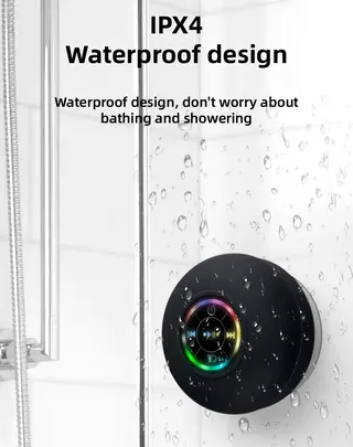 Enceinte douche portable sans fil étanche IPX4 ventouse lumières…