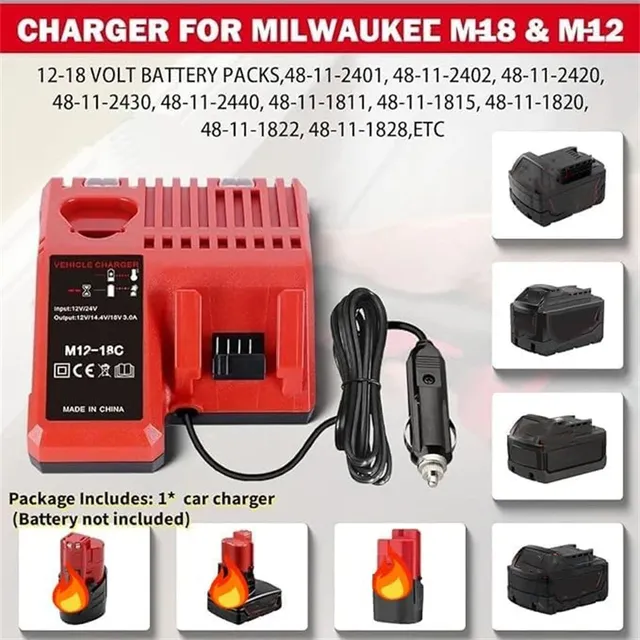 Chargeur voiture Milwaukee 12V 18V lithium ion nomade… – vue 2