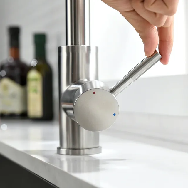 Mitigeur cuisine nickel brossé fini satiné col haut… – vue 3