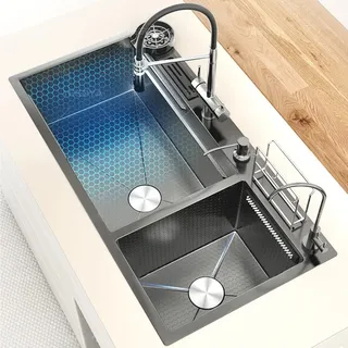 Grand évier de cuisine à Double fente en acier inoxydable