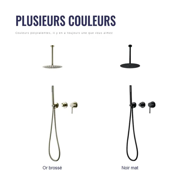 Ensemble de système de douche en or brossé – vue 6