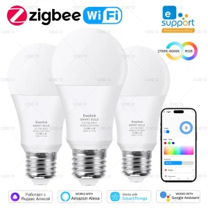 EWelink Zigbee WiFi ampoule LED intelligente lampes 15W 18W E27 ampoule RGB + CW + WW Dimmable fonctionne avec Alexa Google Home Yandex Alice EWelink Zigbee WiFi ampoule LED intelligente lampes 15W 18W E27 ampoule RGB + CW + WW Dimmable fonctionne avec Alexa Google Home Yandex Alice