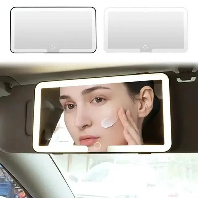 Miroir de maquillage pare-soleil de voiture LED avec… – vue 3