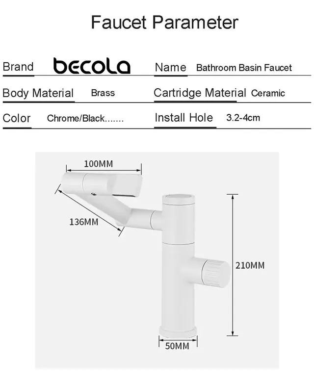 Becola Design créatif robinet de lavabo rotatif… – vue 6