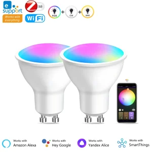 Ampoule Led GU10 Zigbee/Wifi RGB CW WW, projecteurs, lampe intelligente, fonctionne avec Alexa Echo Hub Google Yandex Smartthings