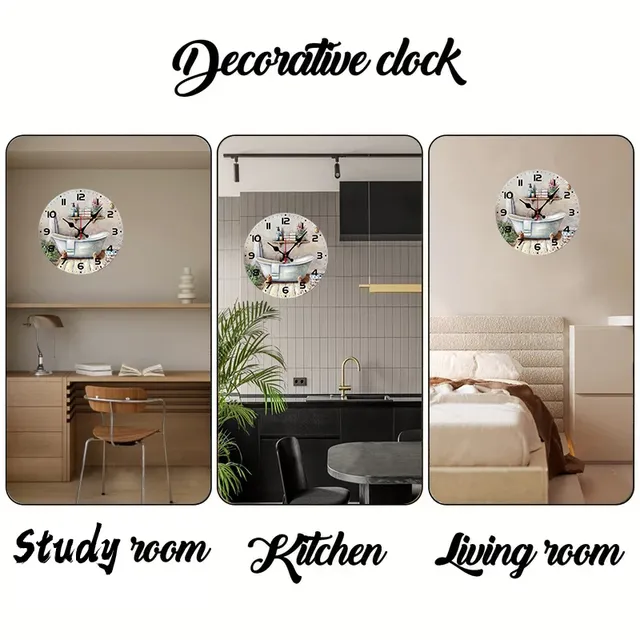 Horloge murale suspendue ronde et silencieuse en bois – vue 5