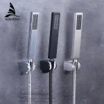 Pommeau de douche à main en acier inoxydable, douchette à main noire chromée, accessoires de location, fonction unique, 811545