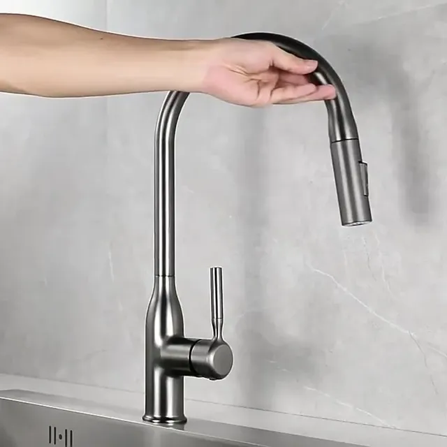 Robinet d'évier de cuisine gris canon – vue 3