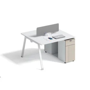 Bureau d’ordinateur de bureau en bois blanc à 4 places, poste de travail à 2 places Bureau d’ordinateur de bureau en bois blanc à 4 places, poste de travail à 2 places