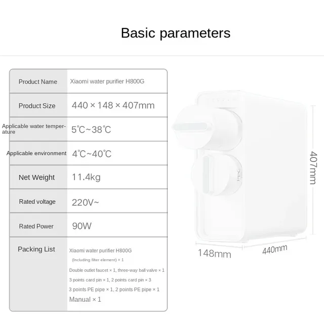 Xiaomi-Purificateur d'eau H800G PPC Composite et RO – vue 6