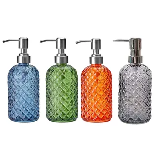 Distributeur savon verre rechargeable pompe manuelle anti fuite…