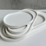 Moules en silicone à plateau ovale pour béton, plâtre, ornement, bijoux, résine époxy et rangement avec conception de plaque de bol