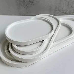 Moules en silicone à plateau ovale pour béton, plâtre, ornement, bijoux, résine époxy et rangement avec conception de plaque de bol