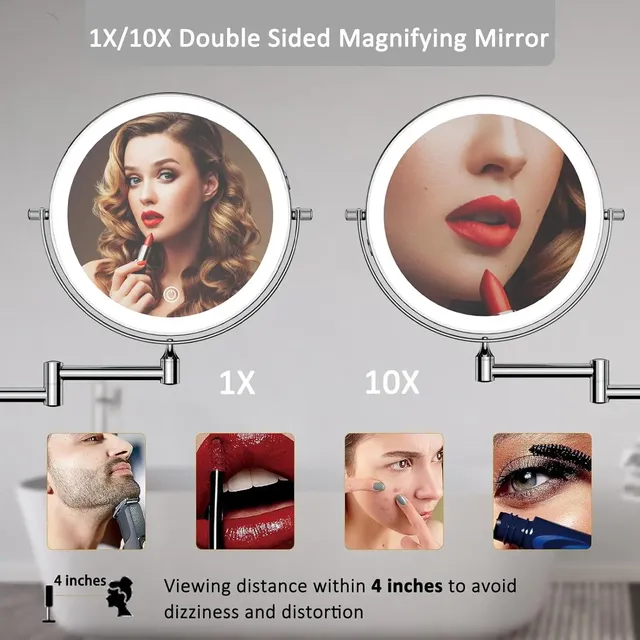 Miroir de maquillage mural pour salle de bain – vue 3