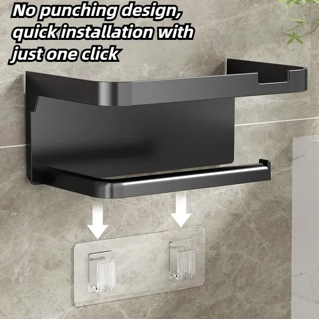 Porte papier hygiénique mural support téléphone sans… – vue 3
