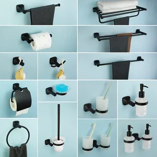 Ensemble accessoires mural salle bain acier inoxydable noir mat…