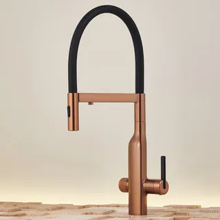 Robinet cuisine laiton or rose brossé mitigeur monotrou col haut…