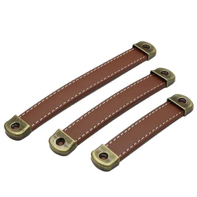 Poignée meuble cuir vachette marron cognac noir… – vue 5