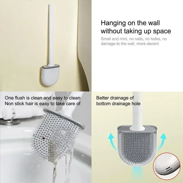 Brosse toilette silicone souple antirouille tête plate… – vue 5