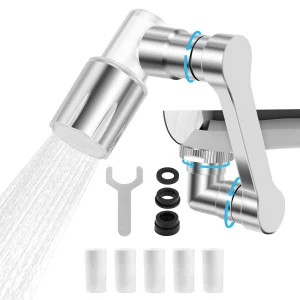 Acier inoxydable 1080 ° Bras robotique pivotant, Extension de robinet, aérateur, extension de robinet d&rsquo;évier de cuisine pour la maison, la cuisine et la salle de bains