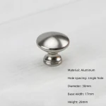 Bouton rond poignée de meuble monotrou argent espace aluminium armoire tire Durable boutons de meubles pratiques décoration de la maison